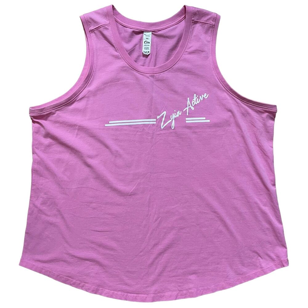 ZYIA Active Black South Beach Tank Pink Stretch Sleeveless Size XXL Women's Top